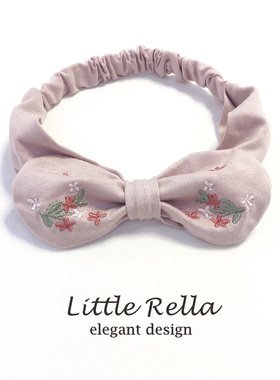 新生儿全棉护囟门头带宝宝柔软绣花蝴蝶结头饰婴儿生日百日宴发带