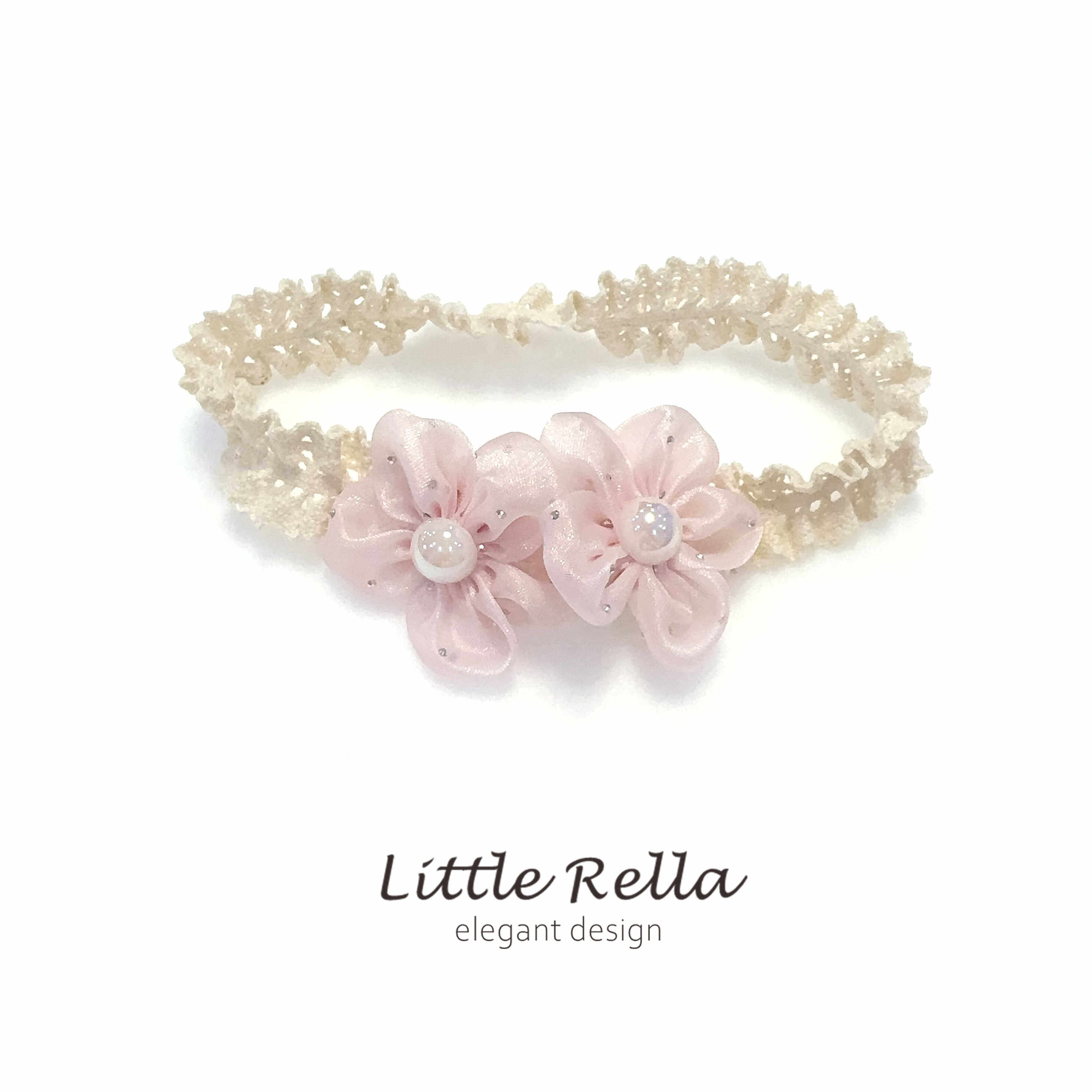 花朵缎面发饰可爱新生儿