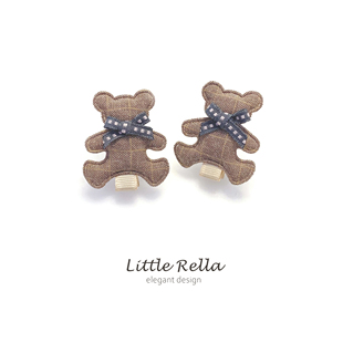 英伦风格子小熊宝宝发饰 婴童全布包安全发卡 幼儿少量发头饰