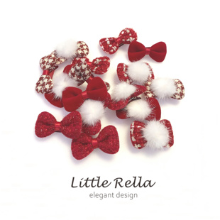 圣诞头饰宝宝新年红色蝴蝶结发夹幼童全包安全儿童汉服抓周发饰