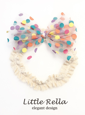 宝宝生日宴头饰婴儿发带彩虹蝴蝶结发带女童百日新生儿发饰不勒头