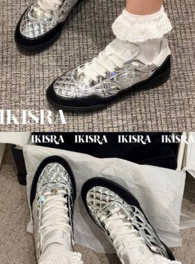 Poresl03/25 26-3 店主强推 26N 银色休闲运动鞋女 进口镜面牛皮