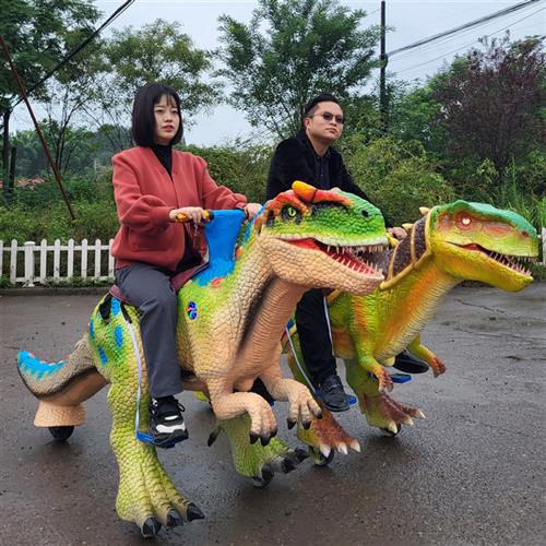 新款游乐车广场摆摊儿童恐龙骑行电瓶车公园商场亲子双人电动车