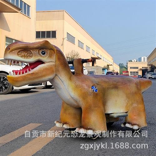 新款儿童仿真恐龙电动车广场恐龙车可骑行发光发声户外游乐电瓶车