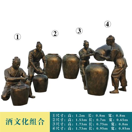 玻璃钢仿铜买酒人杜康铸铜酿酒喝酒传统酒文化工艺流程人物雕塑