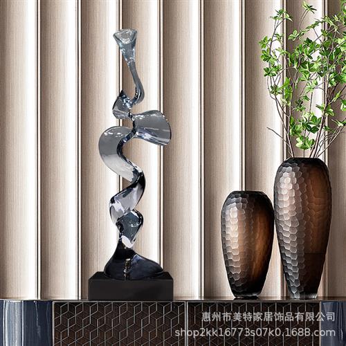 现代酒店抽象雕塑透明树脂摆件别墅客厅玄关酒柜电视柜旁装饰艺术