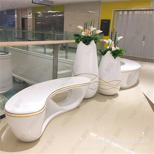 玻璃钢商场休闲椅创意异形长椅购物中心等候凳子户外公共拼接座椅