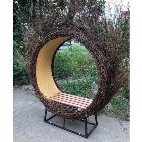 巴厘岛网红藤编鸟巢吊篮户外别墅景区落地悬挂款吊椅休闲打卡拍照