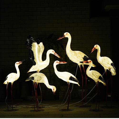 户外仿真白鹤雕塑白鹳摆件玻璃钢水池塘装饰景观仙鹤花园白鹭模型