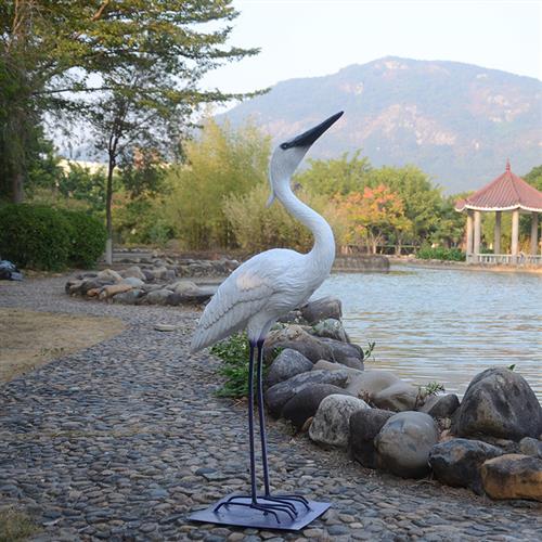 玻璃钢白鹭白鹤雕塑公园园林水景花园景观摆件鸟类仙鹤雕塑