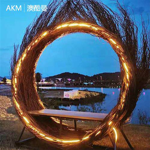 巴厘岛心形鸟巢灯景区网红打卡景观婚纱拍摄道具户外定制秋千吊椅