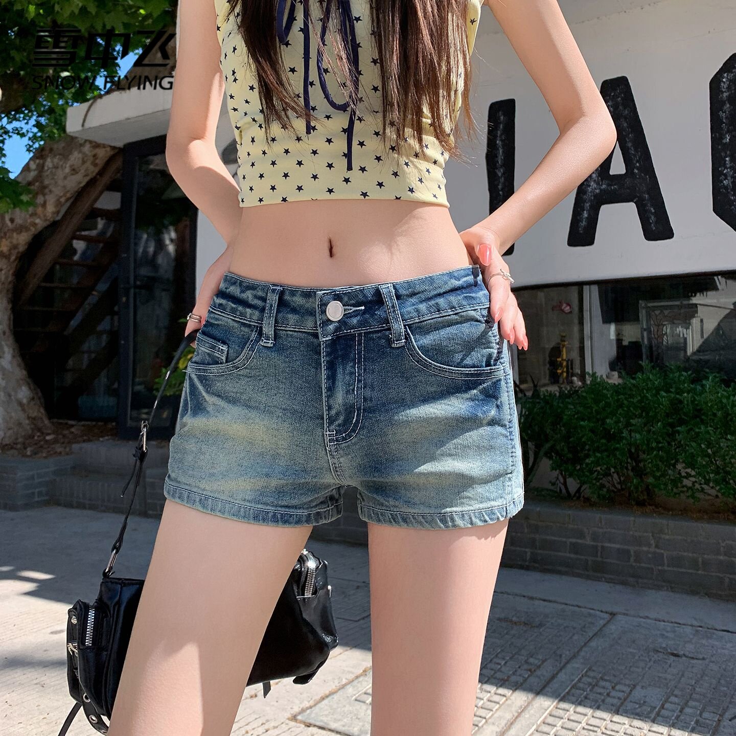 雪中飞复古水洗牛仔短裤女2026夏季新款低腰包臀显腿长百搭热裤