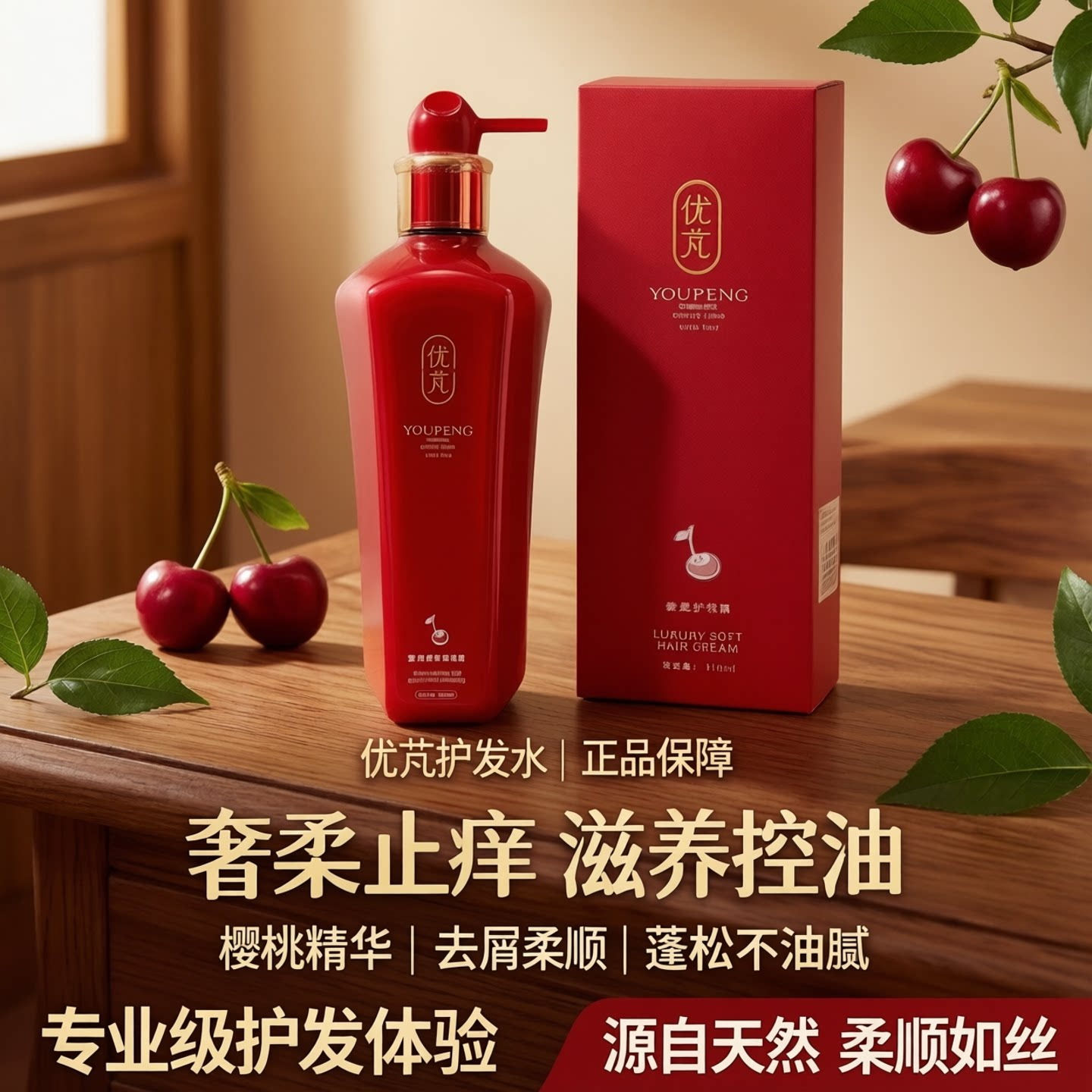 优芃洗发水套装滋润控油蓬松柔顺精华官方正品旗舰店樱桃柔顺如丝