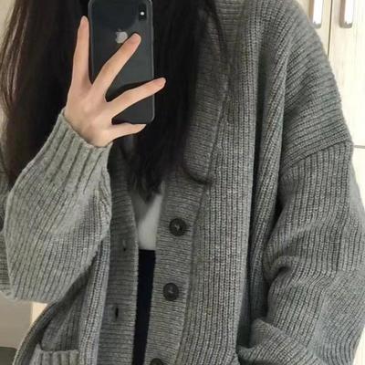大码胖mm慵懒风复古软糯针织开衫春秋2024新款韩版宽松毛衣外套女
