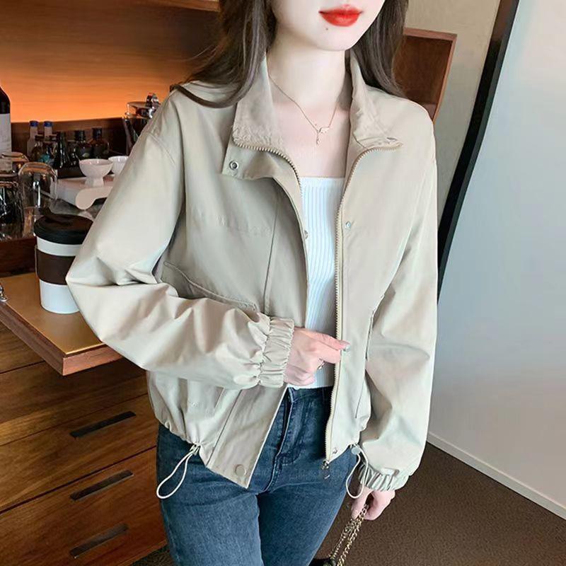 新款立领工装冲锋衣夹克外套女春秋款小个子时尚百搭休闲显瘦上衣