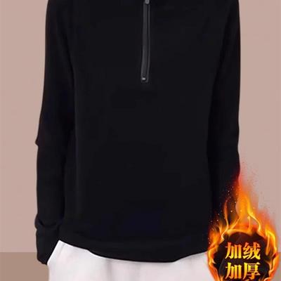 2023秋冬季新款加绒加厚爆款小个子女装德绒长袖打底衫女士卫衣