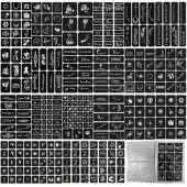 337张镂空模板20页带背胶人体彩绘海娜艺术册子文字花卉时尚 素 元