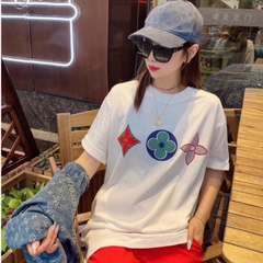 Guantu 2021 summer new cotton short sleeve T-shirt women's loose medium length casual wear