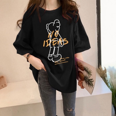 Europe and America bear fashion brand short sleeve T-shirt women's loose Korean version chaoyuansufeng high street top