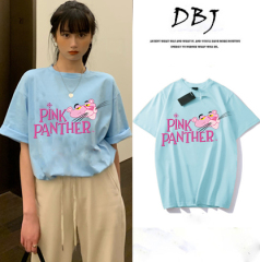 Summer new style foreign trade short sleeve Print Pink Leopard Print short sleeve T-shirt loose multi color Multi Size