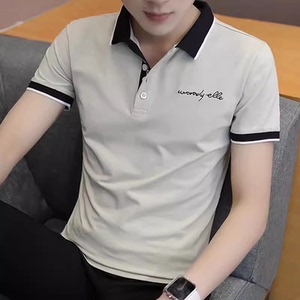 广州十三行男装短袖T恤韩版修身夏季薄款ins潮百搭宽松翻领POLO衫