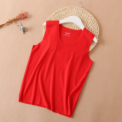 儿童莫代尔红色背心薄款男童女童