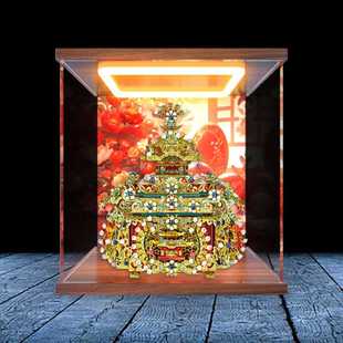 适用拼酷十里红妆点翠妆奁3D立体拼图金属模型回灯款亚克力收纳盒