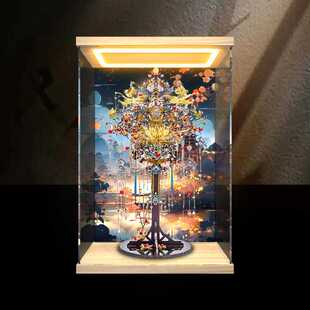 适用艺模国风婚礼凤冠3D立体拼图金属拼装模型回形灯亚克力收纳盒