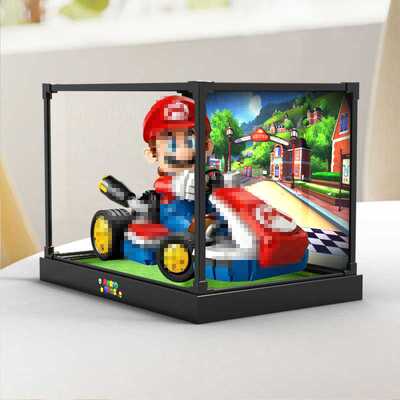 适用72037 马力欧卡丁车积木模型拼装玩具合金框亚克力高清收纳盒