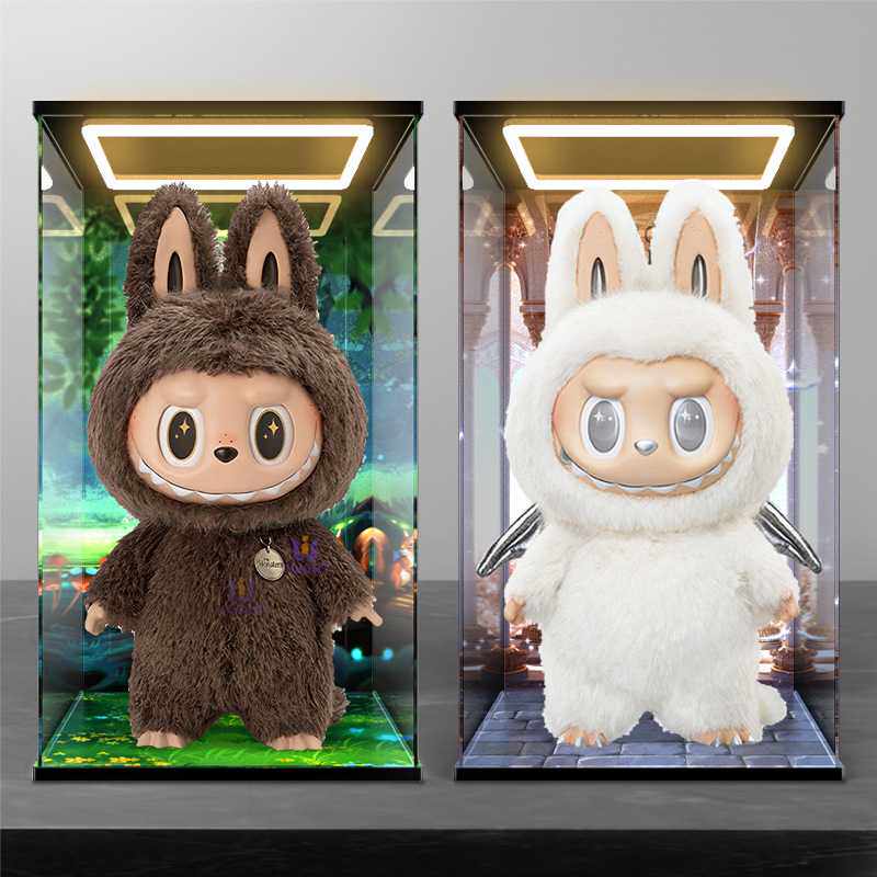 适用泡泡玛特zimomo labubu i foundyou搪胶公仔亚克力收纳展示盒