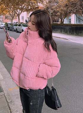 灯芯绒棉服女短款2026冬季新款加厚外套大码棉衣袄韩版宽松面包服