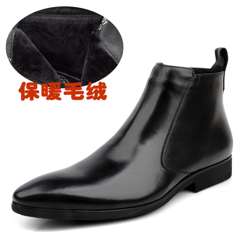 冬季加绒保暖英伦风尖头高帮棉鞋