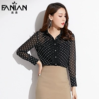 Pháp đọc xuân 2019 áo mới của phụ nữ áo voan chấm tay dài tay áo sóng ren trong suốt - Áo sơ mi chiffon ren áo sơ mi trắng nam