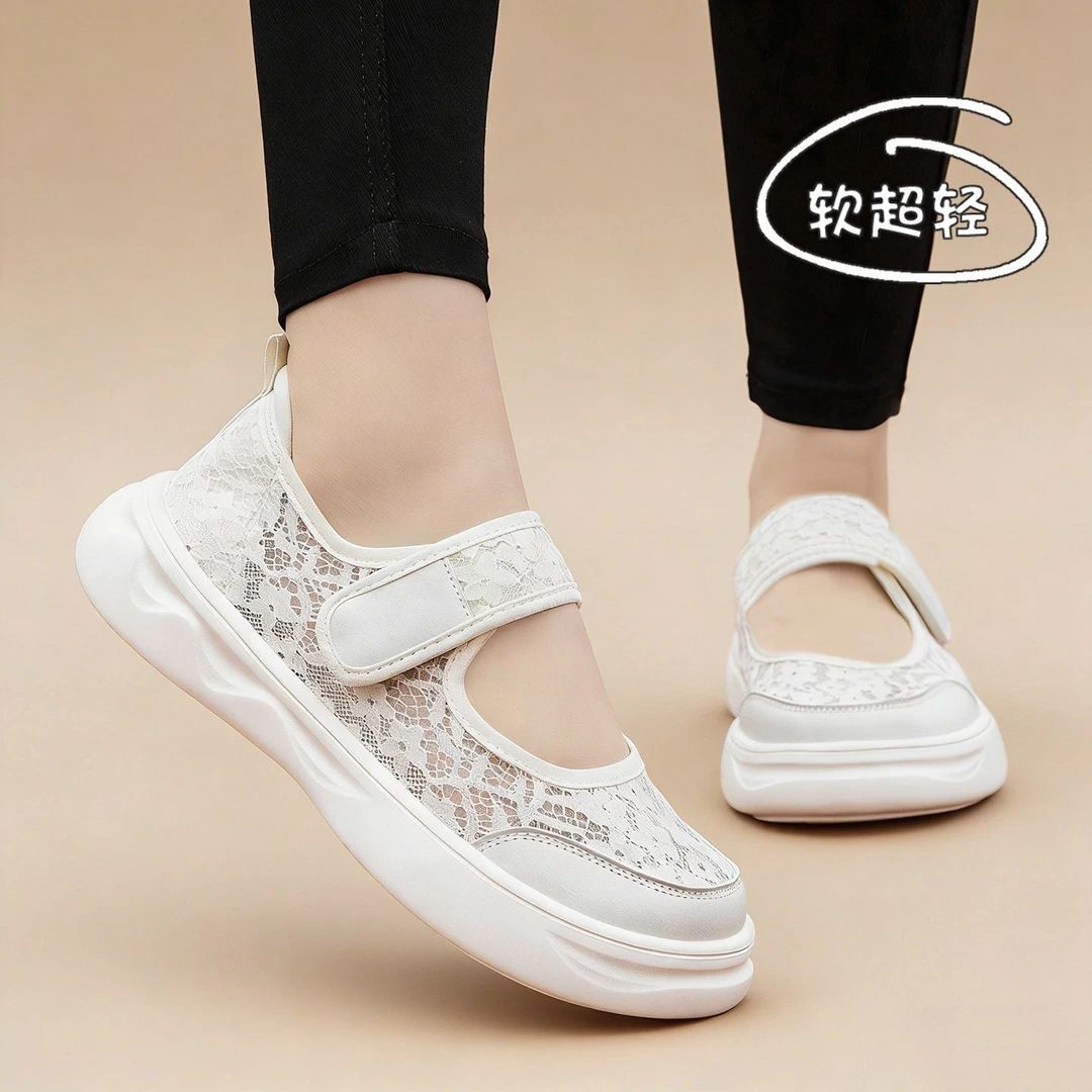 夏季女鞋小白鞋网鞋女透气网面鞋超轻防滑不累脚宽脚中老年妈妈鞋
