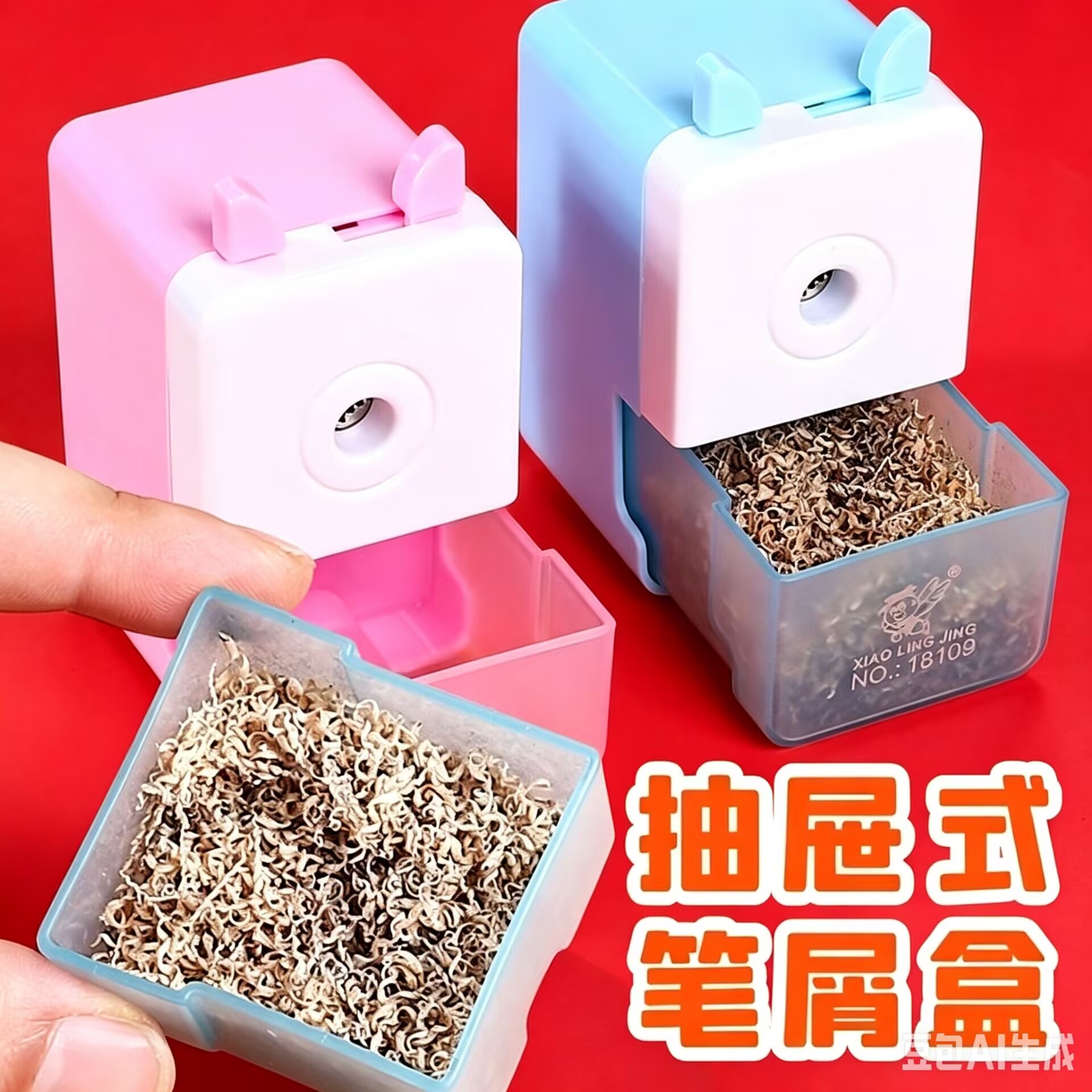 小灵精抽屉式卷笔器学生手动削笔机儿童粉色蓝色文具礼品用品批发图片