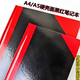 A4a5硬面红角笔记本硬皮抄三角黑面办公记事簿会议记录本学生专用