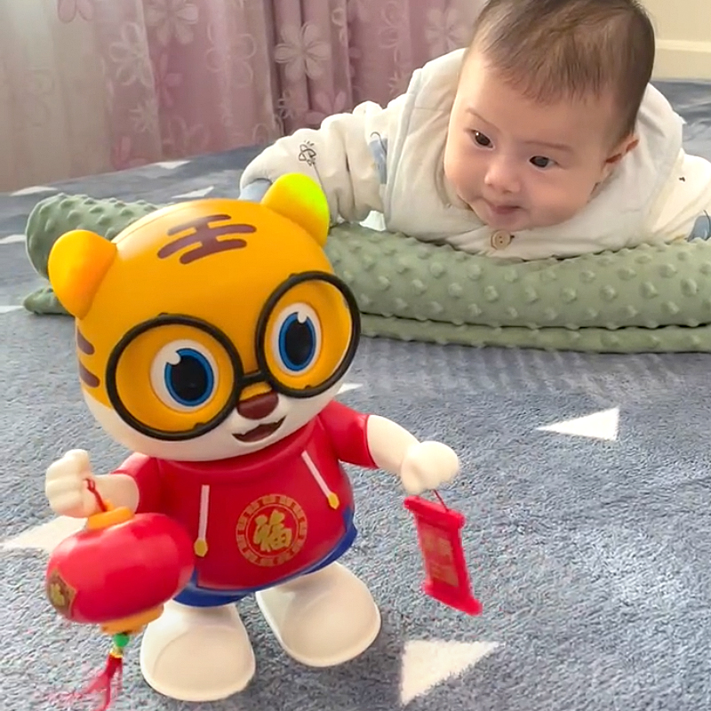 永烁跳舞小老虎抬头练习婴儿玩具