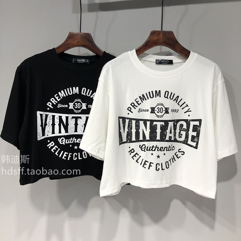 甜酷辣妹街头风t恤女短款短袖2025年新款薄款夏季宽松设计感上衣