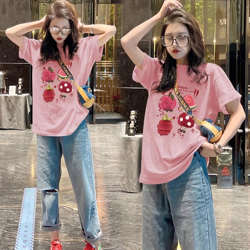 粉色纯棉短袖t恤女2025新款