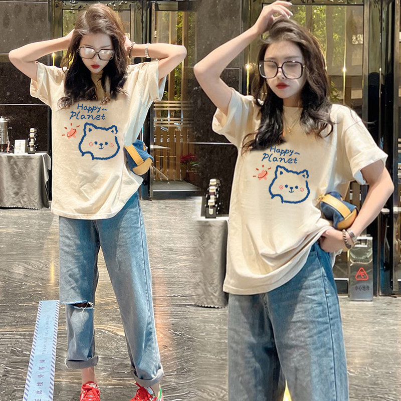 正肩短袖t恤女宽松大码胖mm显瘦图片