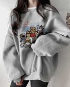 春秋季 胖mm圆领无帽灰色上衣 宽松大码 加绒卫衣女款 小个子2025新款