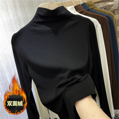 黑色加绒加厚秋冬保暖上衣