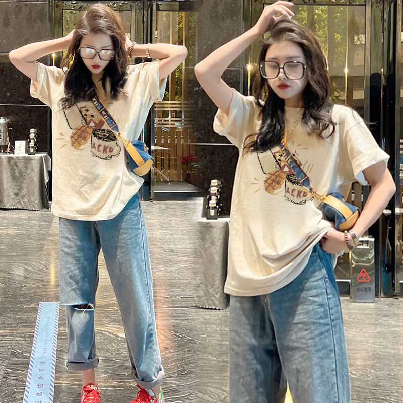 纯棉短袖t恤女2026新款夏季oversize宽松大码女装胖mm巨好看上衣