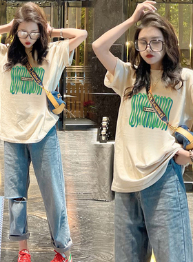 oversize欧货大版宽松2026夏季新款纯棉t恤女装短袖大码胖mm上衣