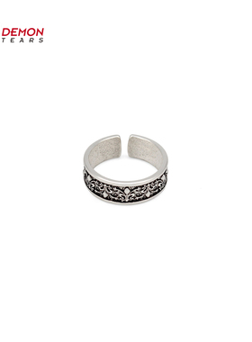 鸢尾花镀银复古小众设计戒指