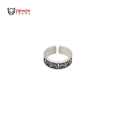 鸢尾花镀银复古小众设计戒指