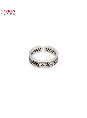 DEMONTEARS【织梦】镀银复古小众设计戒指男女个性开口可调节指环