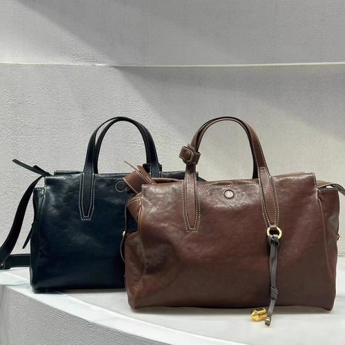 【李娜同款】小众系列循迹见物旅行包植鞣牛皮单肩大容量托特包