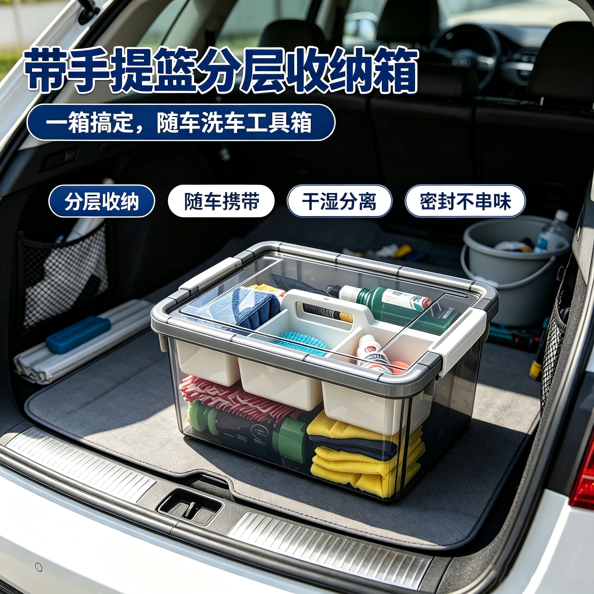 车载收纳箱自助洗车工具收纳箱盒