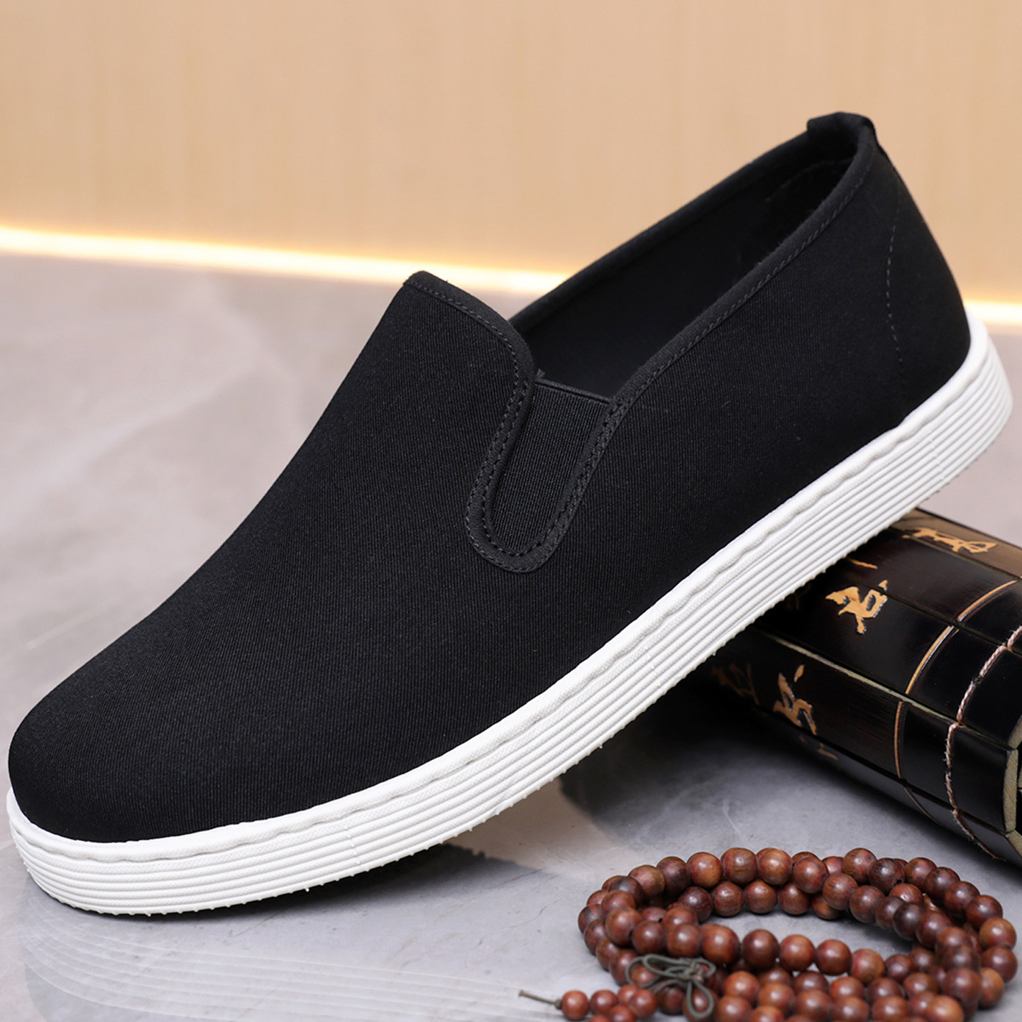 正宗老北京男士布鞋黑色简约一脚蹬复古休闲千层底国潮工作男鞋单,流行男鞋,布鞋,淘宝优惠券,粉丝福利购,淘宝优惠卷